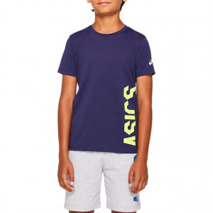 ASICS - T-shirt chłopięcy Cropped SS T peacoat/sour yuzu